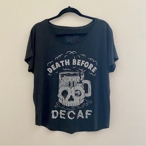 Death Before Decaf Graphic Tee - ModCloth - Pyknic size Large.